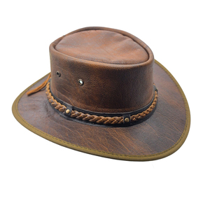 Sombrero de Vaquero de Cuero Desgastado, Estilo Vintage, Ala Ancha, Sombrero de Rodeo, Unisex, Gorra de Vaquero - Product Image 2