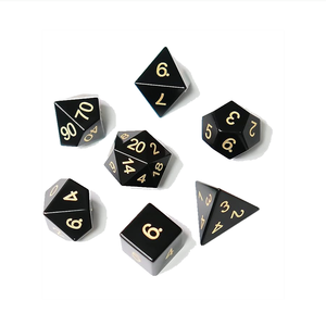 ลูกเต๋าหินคุณภาพสูง หินออบซิเดียนสีดำ คริสตัลธรรมชาติ หินบำบัดเรกิ ลูกเต๋าหินแกะสลักแบบกำหนดเอง ชุดลูกเต๋าคริสตัลไวกิ้ง - Product Image 6