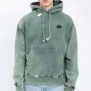 Sudadera con capucha estilo desgastado para hombre, moda urbana, con interior suave y costuras de primera calidad. - Product Image 1