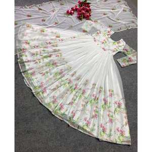 Conjunto de vestido y pantalón Anarkali de diseñador con nuevo estilo elegante y modesto Dupatta - Product Image 3