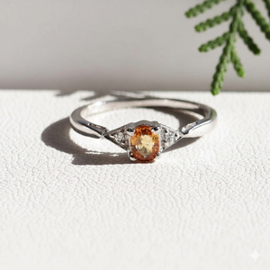 Natural Citrine <b>Ring</b> in 925 Sterling <b>Silver</b>, Handcrafted Oval Yellow Gemstone <b>Solitaire</b>, November Birthstone Jewelry - Product Image 1