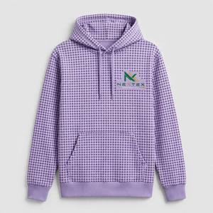 NEXTEX Unisex Pixel Dot Pullover <b>Hoodie</b> Lavender <b>Purple</b> White Soft Cotton Polyester Hooded - Product Image 1