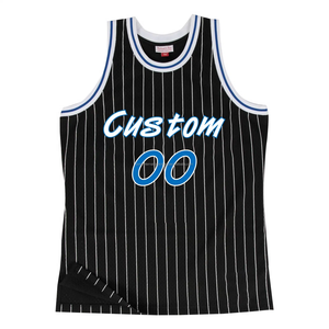 Camiseta de Baloncesto Personalizada Azul a Rayas sin Mangas Unisex para Adultos Transpirable con Logotipo Impreso en la Parte Delantera - Product Image 1