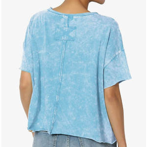 Trendy Streetwear Women Acid Wash T Shirt Breathable Cotton Vintage Casual Tee Custom Oem Private Label Manufacturer For Women - Product Image 6