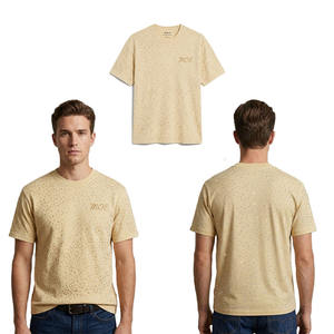 T-shirt personnalisé pour homme, or champagne, strass, paillettes, broderie de logo personnalisé, manches courtes, coton de luxe, t-shirt brillant - Product Image 1