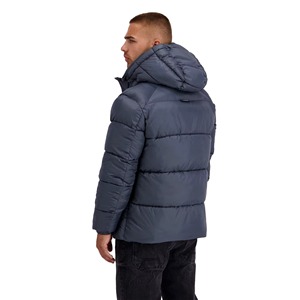 High Quality Men's Colorful Reflective Quilted Bomber <b>Jacket</b> Winter Warm Hooded Stand Windproof Eco-Friendly Wool-Lined - Product Image 2