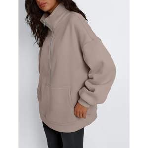 Moda 2024 Otoño/Invierno moda reina mujer media cremallera suéter de gran tamaño sudaderas Casual manga larga estilo diario tamaño 4XL - Product Image 3