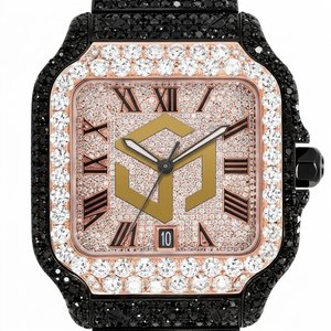 Luxury Iced Out Moissanite Diamond Hip Hop Quartz <b>Watch</b> Men Polygon Analog Wristwatch - Product Image 3