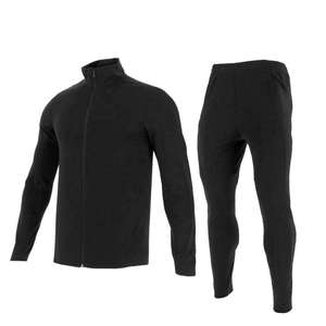 Men Grey Tracksuit Full Length Zipper Fly Sporty Autumn Spandex Polyester <b>Pants</b> Set With Side Pockets - Product Image 4