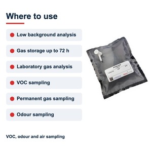 Bolsa de muestreo de gases TECHINSTRO Kynar de 10 litros con película de PVDF, válvula única, a prueba de fugas, para muestreo de VOC, olores y aire. - Product Image 2