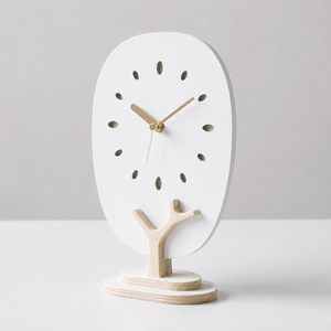 Horloge de bureau en métal, forme circulaire, mouvement à quartz silencieux, affichage à aiguilles, design arbre, design traditionnel, détection tactile électronique - Product Image 4