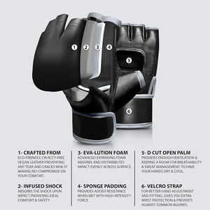 Guantes de MMA de cuero personalizados OEM para Muay Thai, BJJ, Grappling, ligeros, con protección UV y correa de muñeca ajustable. - Product Image 5