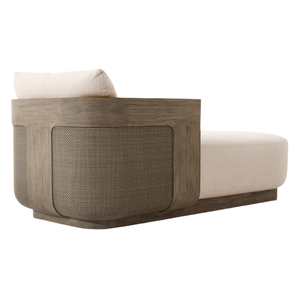 Chaise longue moderne de haute qualité, finition foncée, accoudoir en rotin, élégante, en teck massif, pour hôtel, villa, bord de piscine, mobilier d'extérieur - Product Image 2