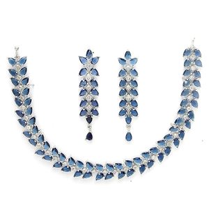 <b>Silver</b> Plated Crystal Rhinestone <b>Necklace</b> and Earring <b>Set</b> Marquise Cut Flower Design Romantic Wedding Jewelry for Women - Product Image 2