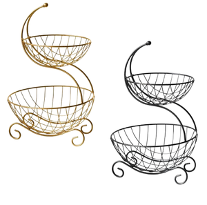 Black Finished Iron Metal <b>Fruit</b> Basket Best Design <b>Fruit</b> <b>Storage</b> Basket Three Tier Kitchenware <b>Fruit</b> <b>Storage</b> Wired Basket - Product Image 3