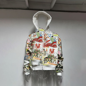 Custom Men's <b>Zip</b>-Up Hoodie 100% Cotton Fleece 360g Breathable Winter Streetwear Digital Printed OEM - Product Image 1