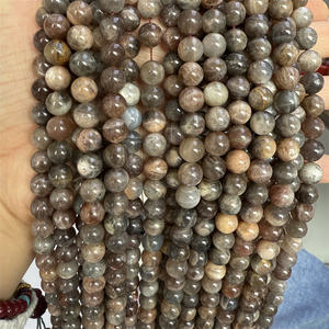 Perles de pierres précieuses naturelles en gros, très demandées, 6mm/8mm/10mm, perles rondes en cristal de pierre de soleil noire, de haute qualité, faites à la main - Product Image 3