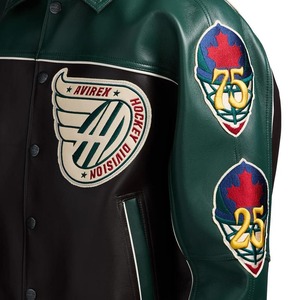 High Quality Streetwear Style 100% Genuine Soft Lambskin Leather Avirex Leather <b>Jacket</b> Custom Embroidered Retro Leather <b>Jacket</b> - Product Image 5