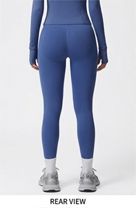 Leggings taille haute élastiques sans couture, respirants, pleine longueur, en Spandex/Nylon, avec ceinture côtelée et compression abdominale pour - Product Image 2