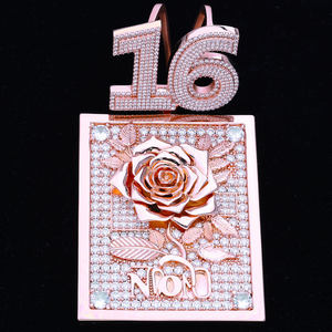 Colgante Rectangular Personalizado con Imagen 3D para Hombre, Estilo Hip Hop, Joyería de Moda, Colgante con Diamantes de Imitación Moissanite y Rosa para Mujer - Product Image 4