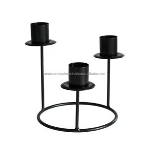 Soporte de vela de hierro negro y dorado más vendido con tres brazos para decoración de eventos y fiestas a precios asequibles - Product Image 6