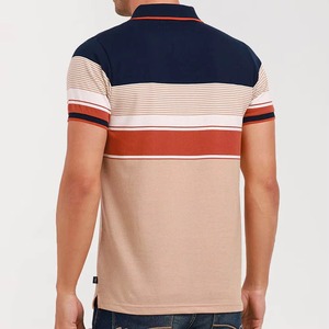 Polo de punto a rayas con bloques de color para hombre, manga corta, corte regular, diseño con bolsillo, personalizable, venta al por mayor, OEM - Product Image 2