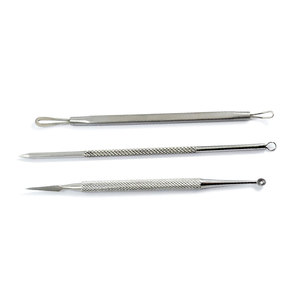 Outils professionnels en acier inoxydable pour l'extraction des points noirs, 3 pièces, ensemble d'extraction des boutons et de l'acné, soin de la peau du visage, manuel, réutilisable - Product Image 4