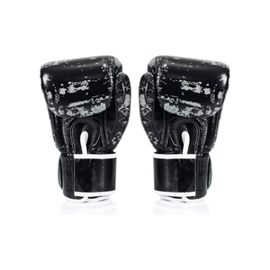 Black PU Boxing Gloves Velcro Wrist Closure <b>Adjustable</b> <b>Strap</b> For Adults 14 Years & Up Unisex Training Use - Product Image 2