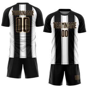 Camiseta Deportiva de Poliéster de Secado Rápido para Partidos de Fútbol, Personalizable con el Logotipo del Equipo, Proveedor Mayorista, Uniforme de Fútbol Blanco y Negro - Product Image 1