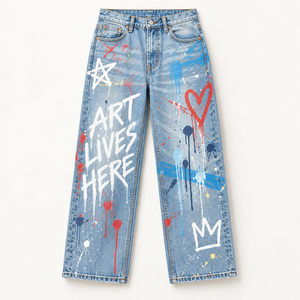 Jeans en denim baggy personnalisés pour hommes, streetwear, qualité supérieure, pantalons imprimés, fournisseur en gros OEM ODM - Product Image 3