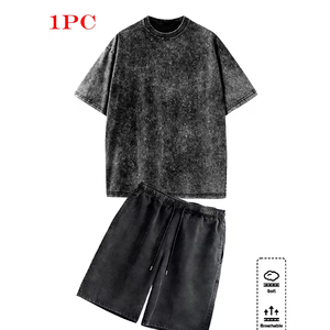 Mens Summer Outfit Manufacturer 2 Piece Cotton Cargo Shorts T Shirt OEM Bulk Supply Acid Wash - Product Image 6