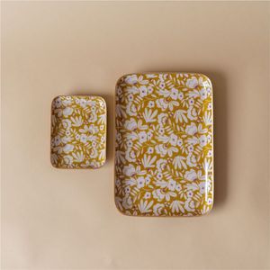 Plateau de service rectangulaire en bois de manguier émaillé fait main, motif floral, pour table basse, cuisine, articles ménagers - Product Image 1