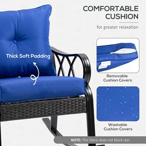 Sedia a dondolo in vimini blu per il relax in giardino e cortile - Product Image 5
