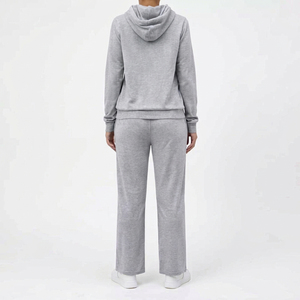 Conjunto de Sudadera con Cremallera y Pantalones Anchos con Cordón, Estilo Informal, Color Gris, 2 Piezas, Proveedor OEM - Product Image 4