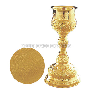Cáliz y Patena de Latón |   Copa y Plato para Comunión Cristiana – DOUBLE VEE EXPORTS - Product Image 2