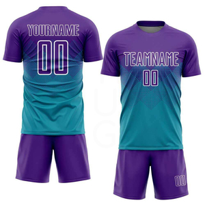 Custom Sublimated Soccer Jersey Set Purple Teal Gradient Crew Neck Short Sleeve Moisture Wicking Adult Athletic Fit - Product Image 5