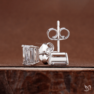 1.0Ct Emerald Cut Lab Grown Diamond <b>Stud</b> Earrings Prong Set 925 Sterling <b>Silver</b> IGI Certified Elegant Daily Wear - Product Image 3