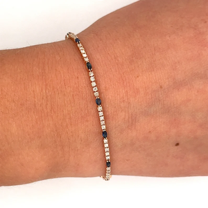 Bracelet en alliage plaqué or 14 carats avec accents de saphir et de zircon, style hip-hop, certifié IGI, bijoux pour femmes - Product Image 4