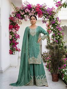 Presentamos la nueva colección de ropa lista para usar: top bordado de diseño elegante con pantalones palazzo y dupatta. - Product Image 3