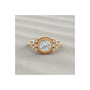 แหวนหมั้นประดับเพชรเม็ดเล็กๆ รอบขอบทองคำแท้ |   เพชรที่ได้รับการรับรองจากการเพาะเลี้ยงในห้องปฏิบัติการ |   คำขอแต่งงานแบบมิลเกรนสุดหรูชุบทองคำสีกุหลาบ - Product Image 1