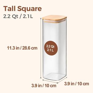 Lot de 3 bocaux de conservation en verre transparent de 2,2 L pour pâtes et spaghetti, avec couvercles hermétiques, pour le stockage des aliments, des bouteilles et des pots - Product Image 2