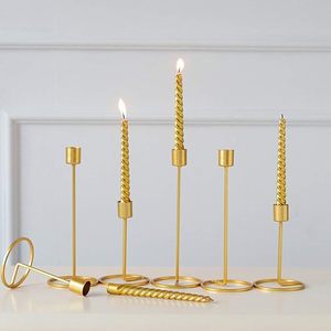 Wholesale Set of 6 Gold Metal Candle Holder Stand for Taper Tealight and Pillar Candles <b>Decorative</b> <b>Table</b> Centrepiece for Events - Product Image 2