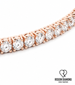 Bracelet tennis en or rose 18 carats avec diamants de laboratoire ronds, bijoux de luxe pour mariages et anniversaires, bracelet scintillant pour tous les jours - Product Image 4