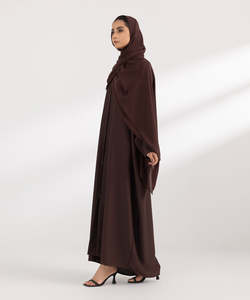 Solid Brown Long Sleeve Islamic <b>Abaya</b> for <b>Women</b> Custom Logo Plus Size Floor Length Spring Adult Muslim Hijab Clothing - Product Image 4