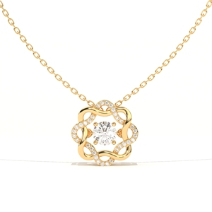Pendentif Aarinya pour femme en or 9 carats plaqué or, diamant de laboratoire taille brillant, pierre centrale pavée, certifié IGI, classique pour fiançailles - Product Image 1