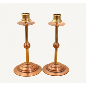 Ensemble de bougeoirs vintage faits à la main en cuivre et en laiton - Chandelier en métal de style antique de luxe pour centre de table de mariage - Product Image 6