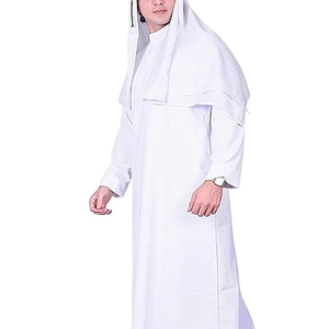 Thobe / Thawb pour hommes musulmans de haute qualité en polyester, design saoudien, manches longues, longueur cheville, respirant, léger, grande taille - Product Image 6