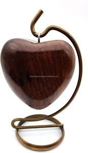 Handcrafted Wooden Heart Shaped Urn <b>Keepsake</b> Cremation <b>for</b> Human Pet <b>Ashes</b> Perfect <b>for</b> Adults & Infants with Brass Stand - Product Image 2