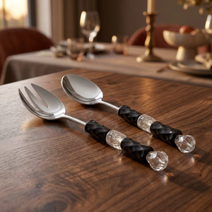 Ensemble d'ustensiles modernes pour servir les salades, cuillère et fourchette en métal pour mélanger, saupoudrer et servir des salades fraîches à la maison ou dans les restaurants - Product Image 5