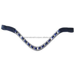 Banda de cuero genuino para cejas de caballo, banda de lujo con forma de V de cristal transparente de 3 filas de alta calidad - Product Image 4